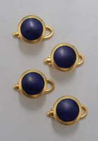 18K Gold Shirt Studs- Round with Lapis Lazuli 