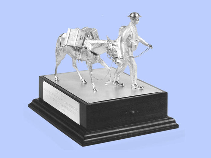 Silver Model of a Soldier with Mule Silver Model of a Soldier with Mule