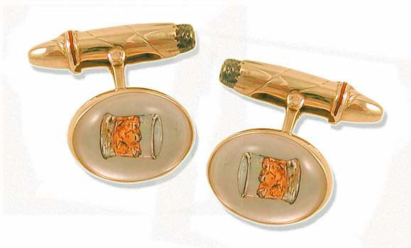 'Scotch & Cigar ' <br> New Handmade Gold & Rock Crystal Cufflinks