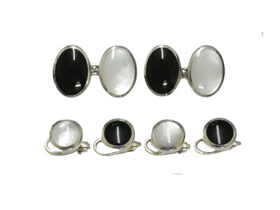 Oval Silver Black and White Tuxedo Set Oval Silver Black and White Tuxedo Set