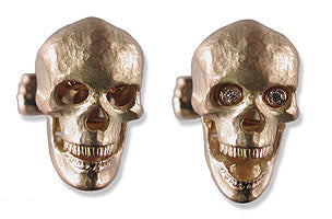 18k Gold Skull Cufflinks with Diamond Eye