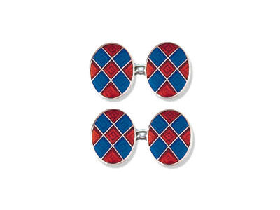 Silver Red and Blue Diamond Enamel Cufflinks