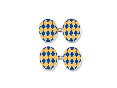 Silver Blue & Yellow Diamond Enamel Cufflinks