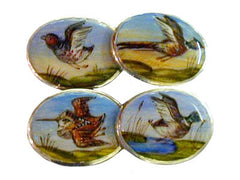 'The Game Birds' <br>New Hand-Enamelled Silver Cufflinks