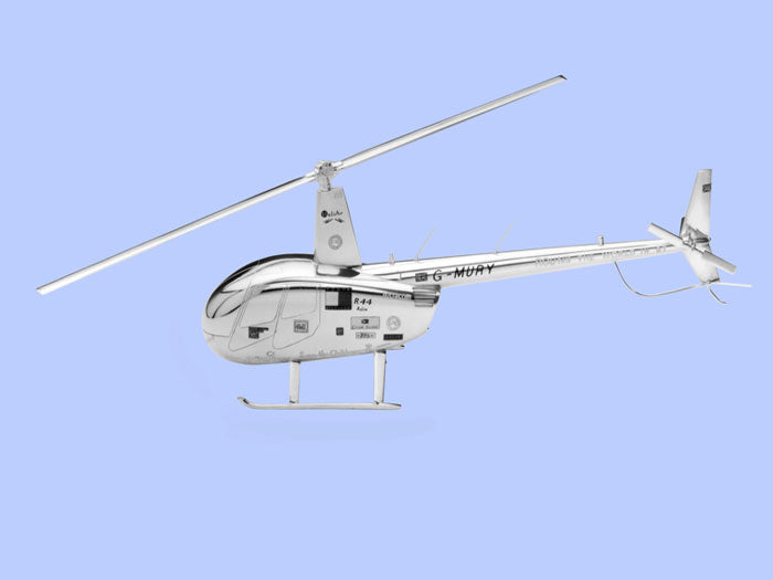Silver Model of the Robinson R44 Helicopter Silver Model of the Robinson R44 Helicopter