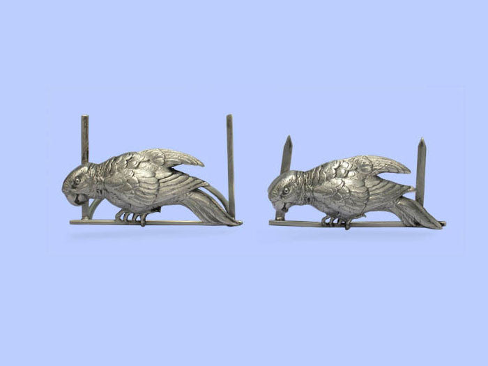 Pair of Edwardian Silver 'Parrot' Menu Holders Pair of Edwardian Silver 'Parrot' Menu Holders