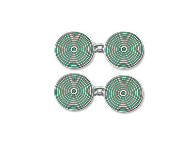 Silver & Green Enamel Cufflinks