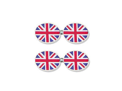 Silver 'Union Jack' Enamel Cufflinks