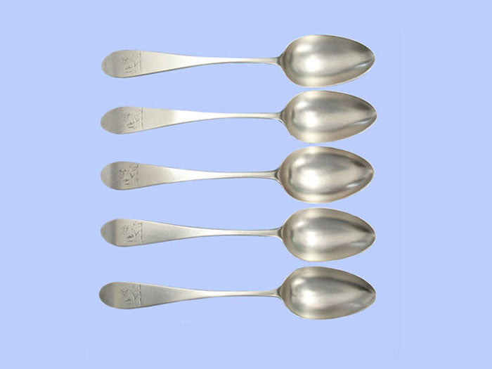 *Irish* - Set of 5 Antique Cork Plain Silver Tablespoons