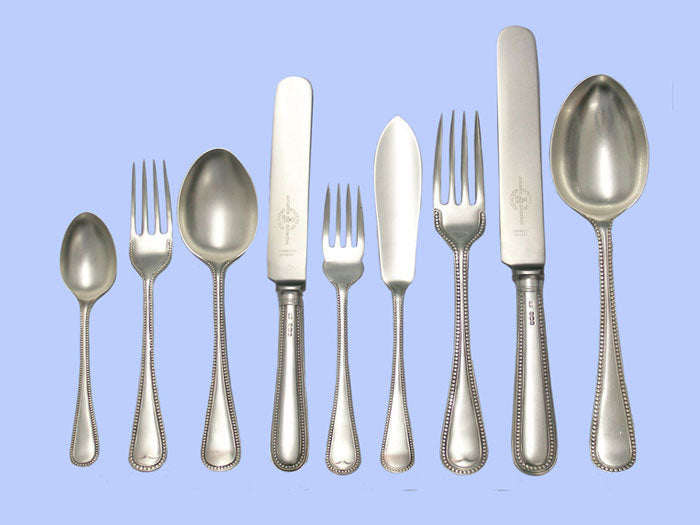 Service of Silver Flatware in Bead Pattern