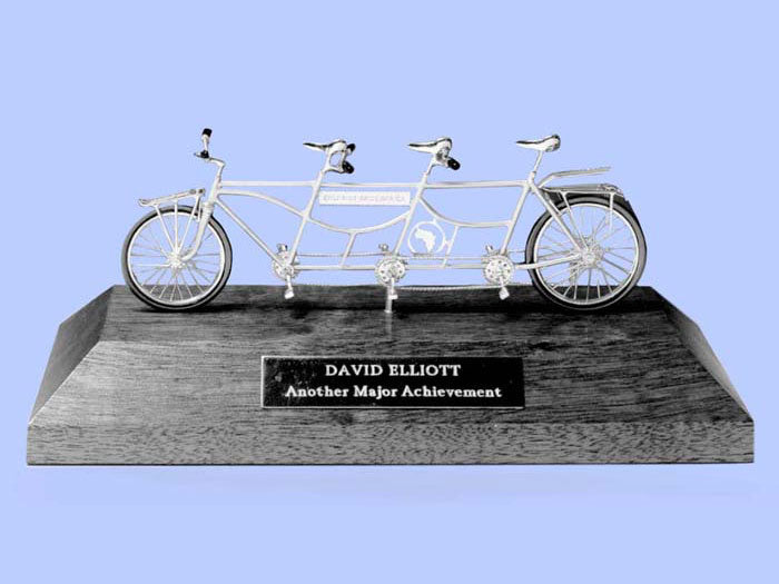 Silver Model of a Bicycle For Three