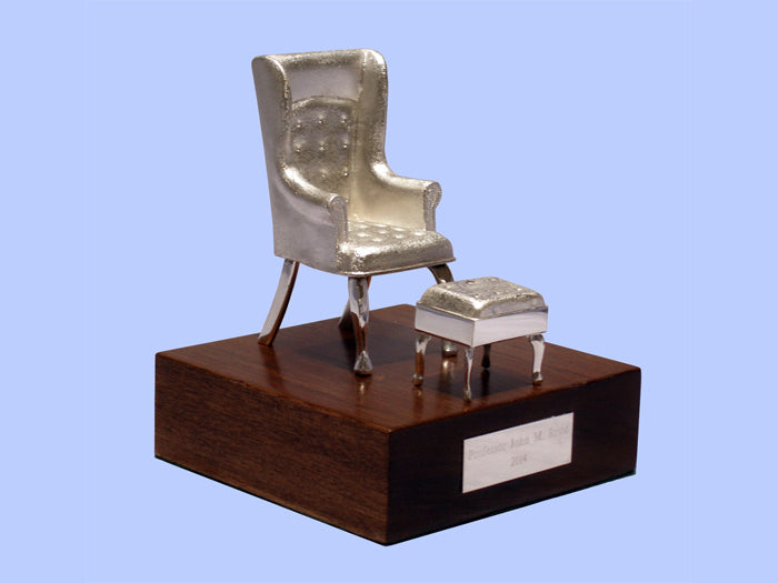 Silver Model of an Armchair and Stool