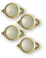 18K Gold Shirt Studs - Round with Mother of Pearl