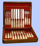 Twelve Pairs of Victorian Silver and Mother of Pearl Fruiteaters