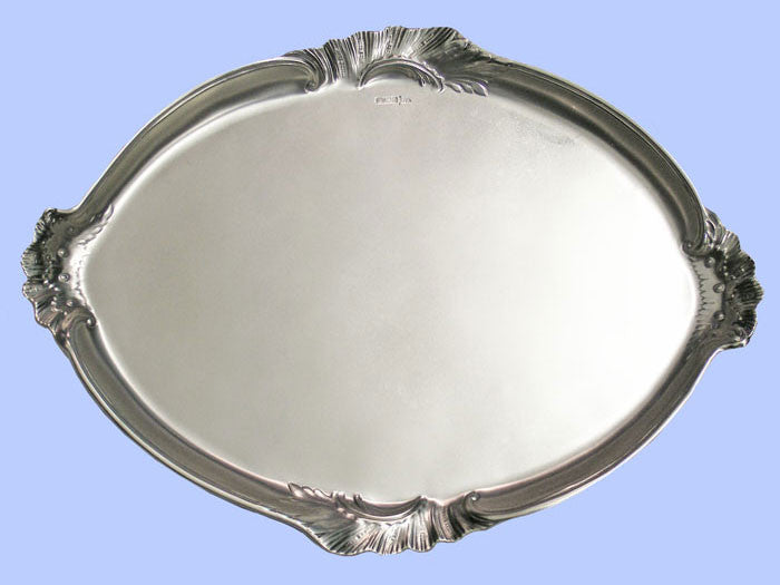Shaped Oval Edwardian Silver Tray with Husk Border