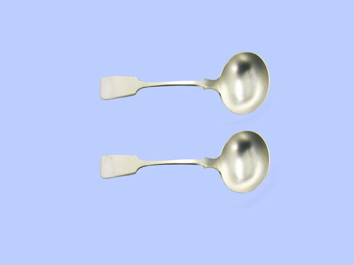 Pair of Victorian Fiddle Pattern Silver Sauce Ladles