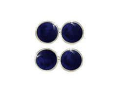 Pair of Round Silver Lapis Lazuli Chain Cufflinks
