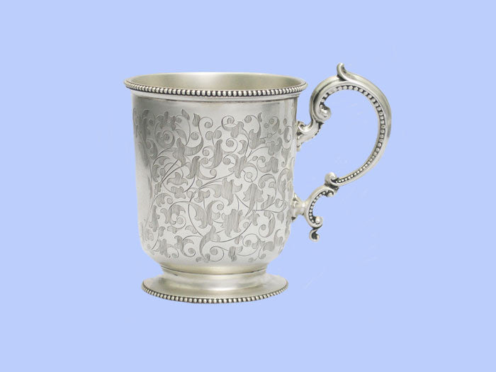 Victorian Engraved Silver Mug 1870