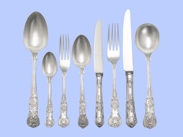 Service of Silver Flatware for 10 in Queens Pattern