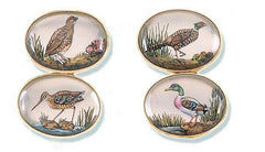 'Game Birds' <br>New Handmade Gold & Rock Crystal Cufflinks
