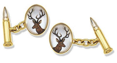 'Stags & Cartridges' <br>New Handmade Gold & Rock Crystal Cufflinks