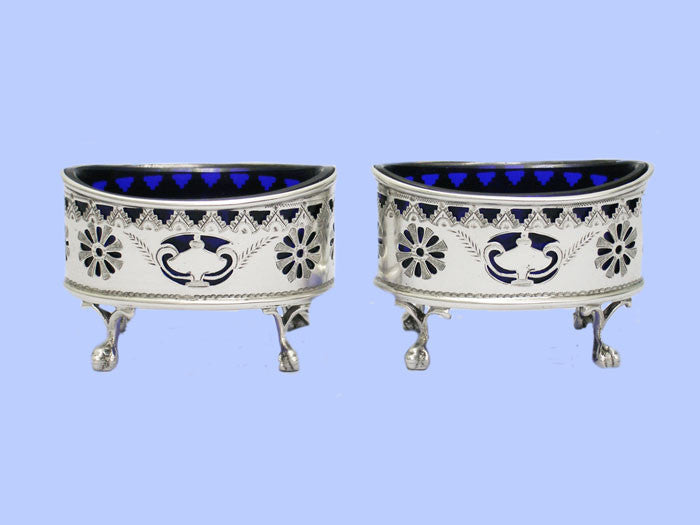 Pair of Victorian Oval Silver Salt Cellars