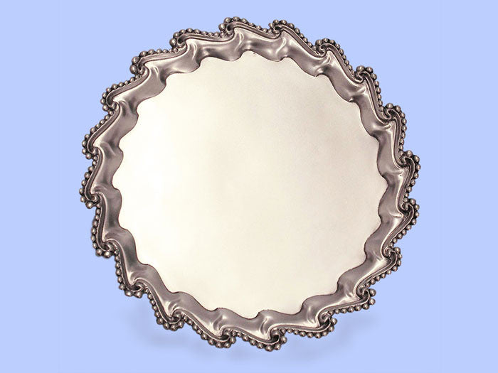 George III Medium Size Silver Salver with Wavy Bead Border