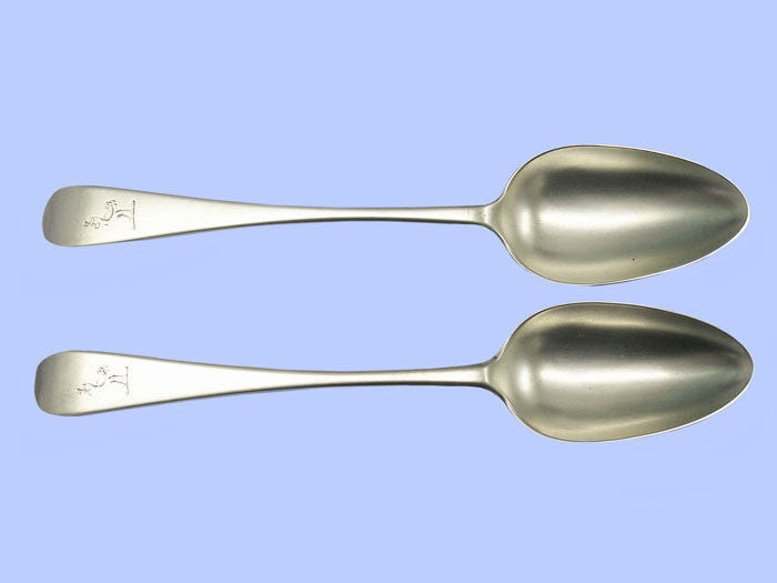 *Irish* - Pair of Antique Cork Plain Silver Tablespoons - Toleken
