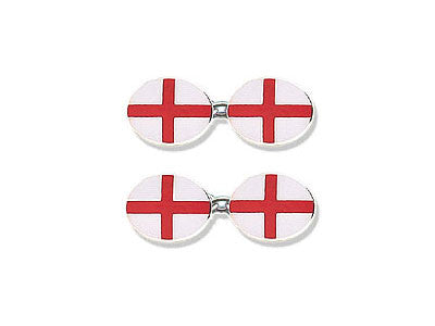 Silver Cufflinks Enamelled with England's St. George's Flag