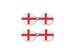 Silver Cufflinks Enamelled with England's St. George's Flag
