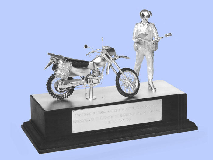 Silver Model of a Royal Military Policeman With Armstrong Motorcycle
