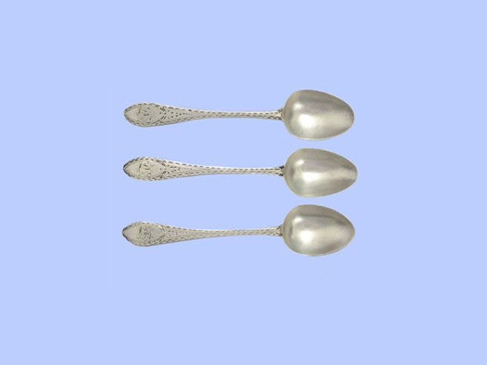 *Irish* - Set of Three Antique Cork Brightcut Silver Teaspoons