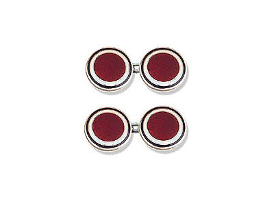 Silver Black and White Border, Red Centre Enamel Cufflinks