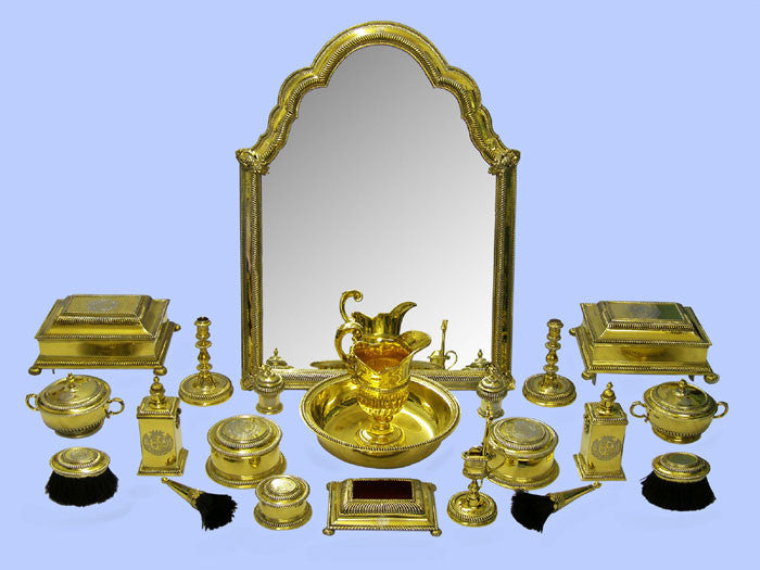 Magnificent Twenty-Two Piece Silver-Gilt Dressing Table Service