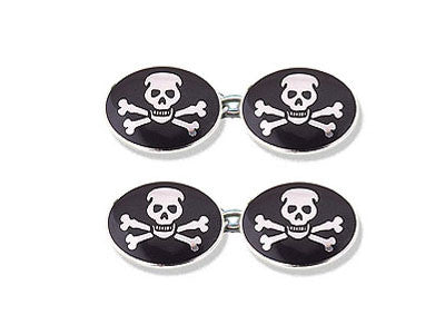 Silver 'Skull & Crossbone' Enamel Cufflinks