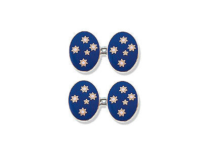 Silver Cufflinks Enamelled with Australia's 'Southern Cross' Symbol