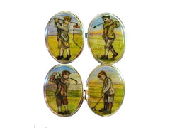 'The Veteran Golfers' <br>New Hand-Enamelled Silver Cufflinks