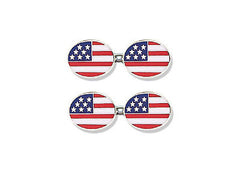 Silver 'Stars and Stripes' Enamel Cufflinks