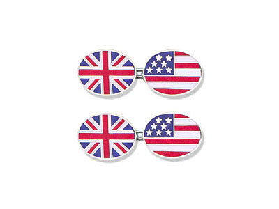 Silver 'Union Jack' and 'Stars and Stripes' Enamel Cufflinks