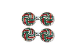 Silver Red & Green 'Swirl' Enamel Cufflinks