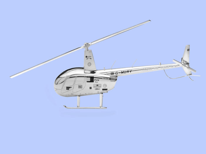 Silver Model of the Robinson R44 Helicopter