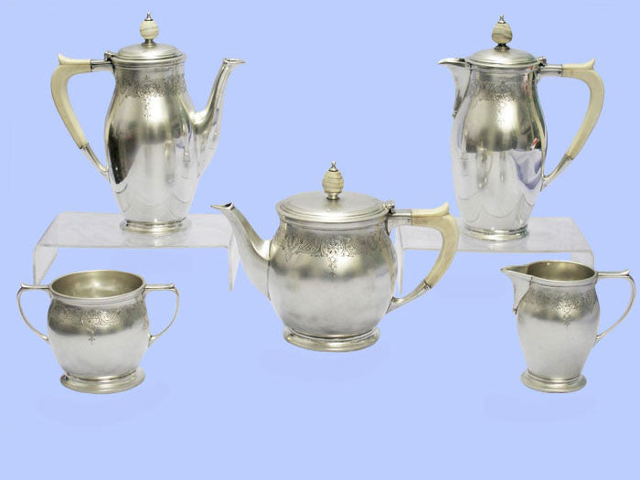 Elegant Five-Piece Silver Tea & Coffee Service