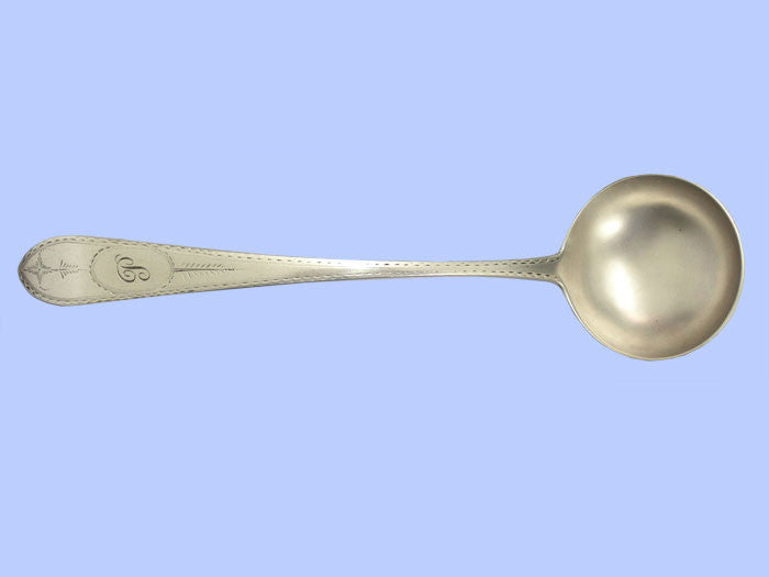 *Irish* - Very Rare Antique Limerick Brightcut Silver Sauce Ladle