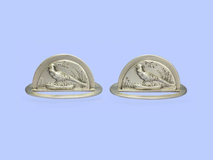 Pair of Silver 'Pheasant' Placecard Holders