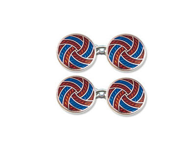 Silver Red & Blue Enamel 'Swirl' Cufflinks