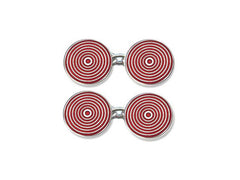 Silver Red Concentric Circle Enamel Cufflinks