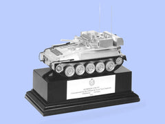 Silver Model of the Scorpion Reconnaissance Vehicle