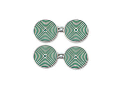 Silver Green Concentric Circle Enamel Cufflinks