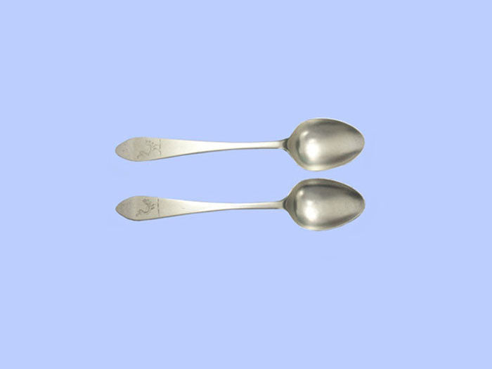 *Irish* - Pair of Antique Cork Plain Silver Teaspoons - Gibson