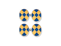 Silver Blue & Yellow Diamond Enamel Cufflinks